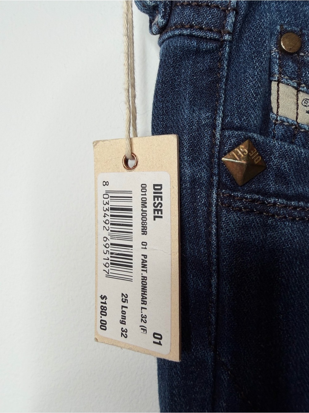 Diesel Ronhar Bootcut Jeans 25x32 Dark Wash Low Rise Flare NWT MSRP $180 - Picture 6 of 7